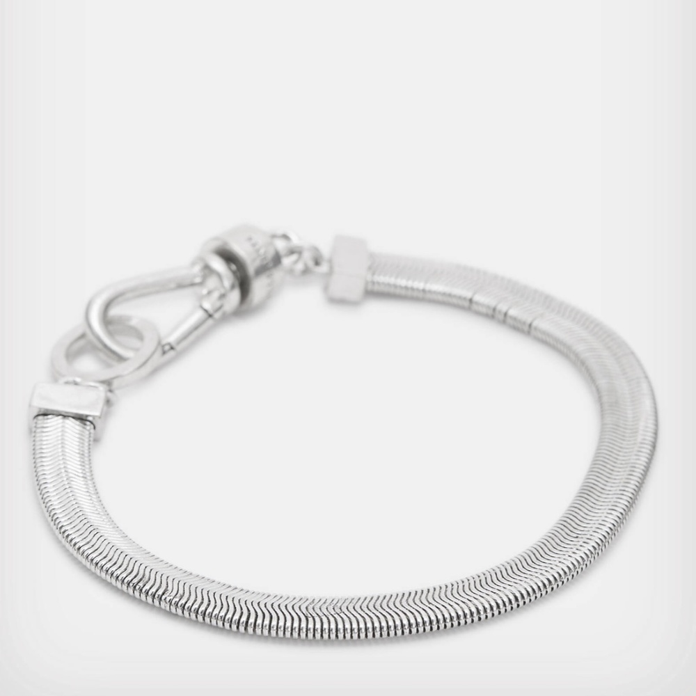 Flat Snake Silver Tone Bracelet